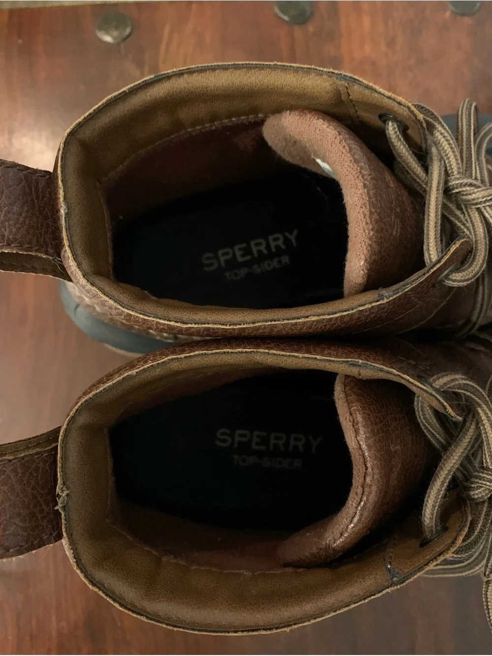 Sperry Brown Leather and Black Rubber Lace-Up Duck Boots